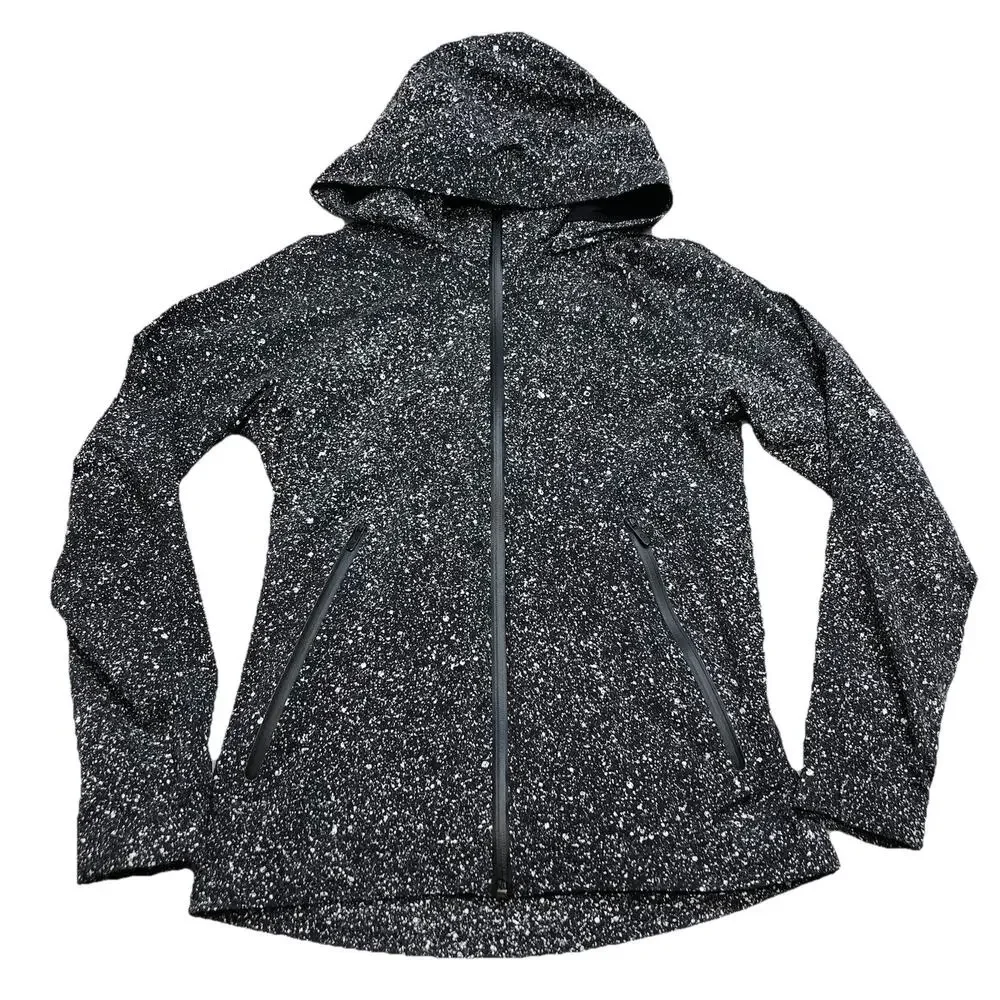 Lululemon Here To Move Jacket Sz 4 Luminesce Splatter White Black Hoodie LW4AMYS - Picture 1 of 12